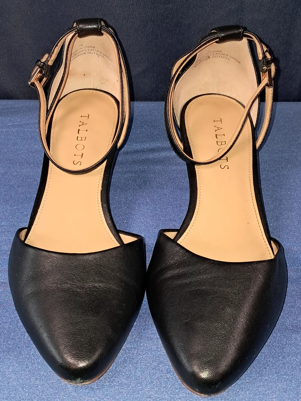 Talbots Black and Tan Leather Wedge Sandals